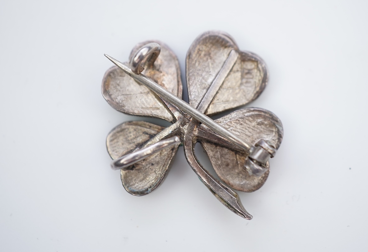 An enamel pocket watch and brooch, early 20th century
